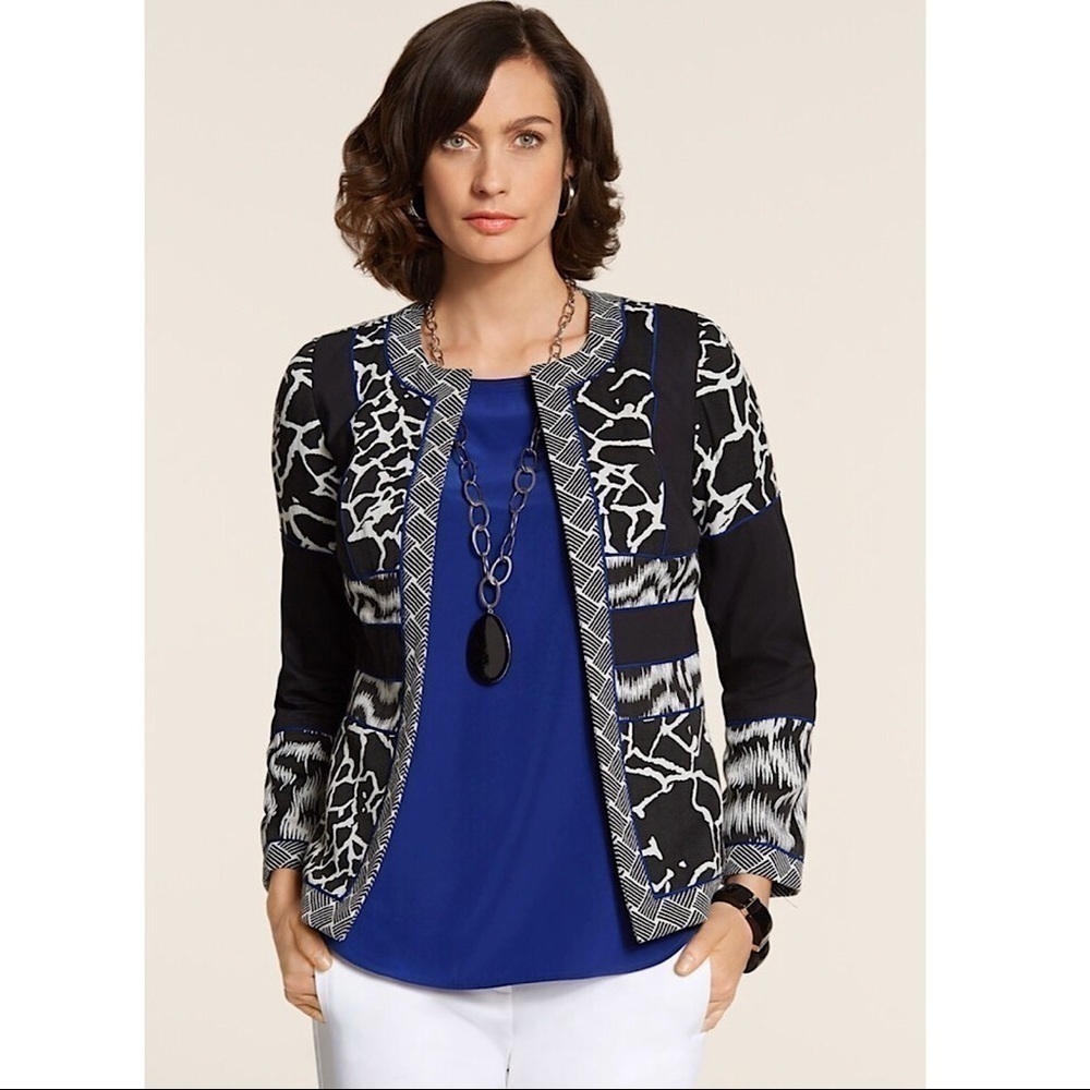 Chico’s Artisan Jacquard Blocked Jacket La… - Picture 3 of 7